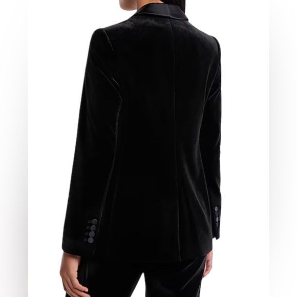 EXPRESS BLACK VELVET SHAWL COLLAR DOUBLE BREASTED TUXEDO BLAZER MEDIUM NWOT - Picture 11 of 11